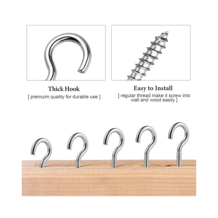 GeckoTeq - Open Screw Hook galvanized - in 3 sizes