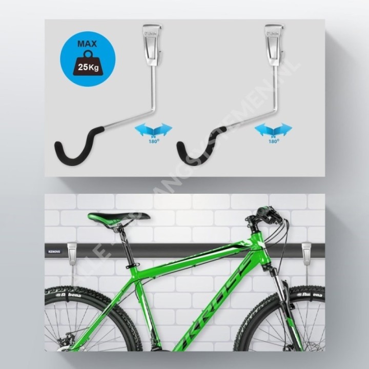 GeckoTeq Système de Suspension de Vélo pour 1 Vélo - GSH119 Horizontal