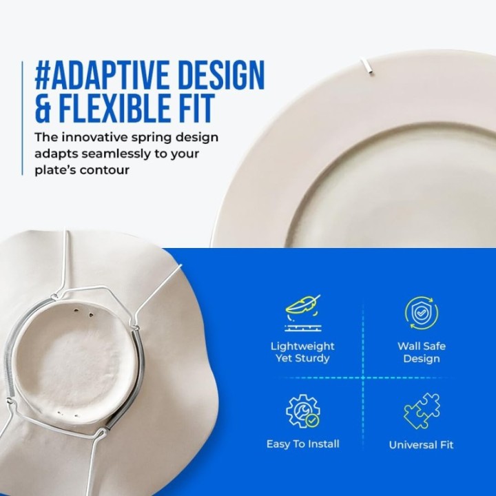 GeckoTeq Plate hanger en blanc pour assiettes de 9 à 41 cm