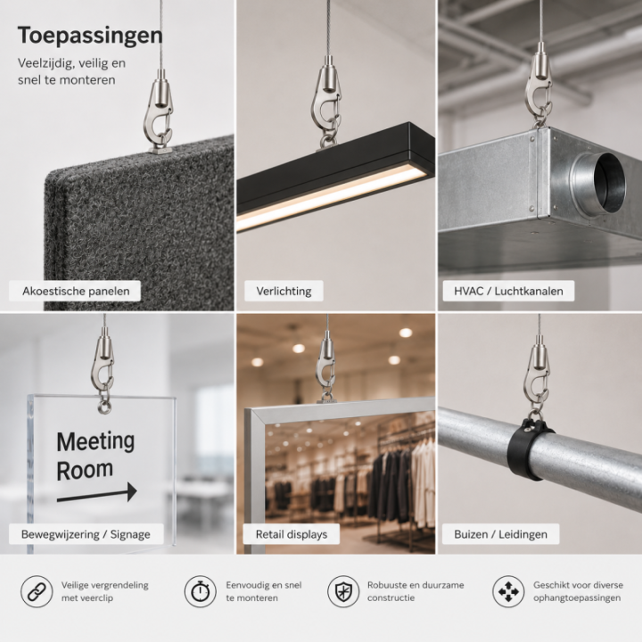GeckoTeq Self-locking mini safety hook - 25kg