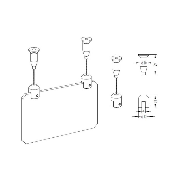 GeckoTeq Ceiling suspension system 5 mm - 15kg