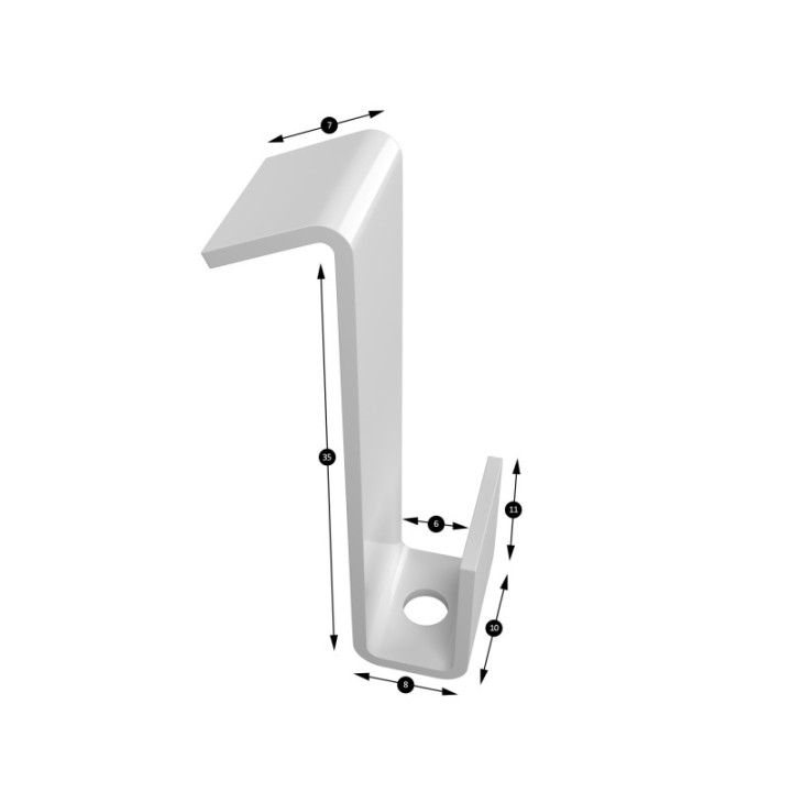 GeckoTeq Scheidingswandhaak 4kg - 35x8x10x11mm