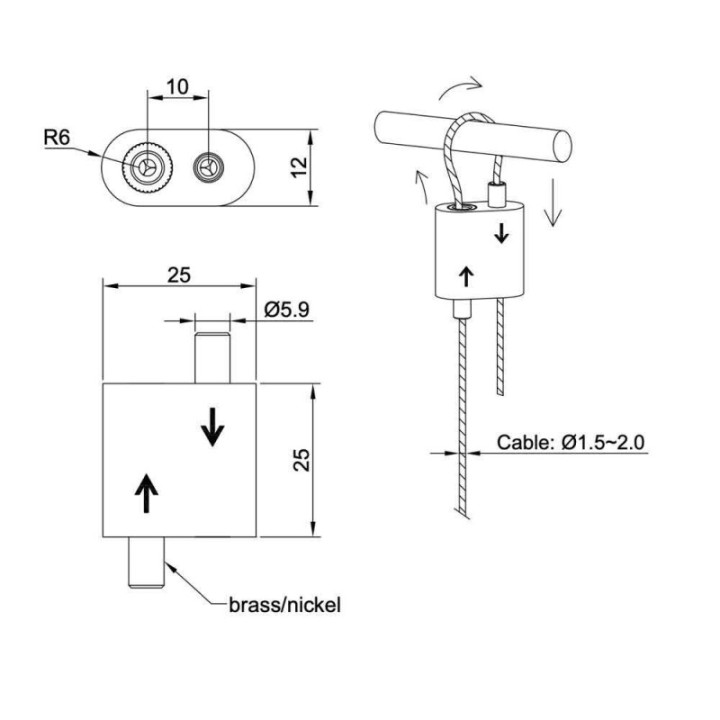GeckoTeq Self-Locking Loop Hanger Cable Gripper for 2.0mm wire