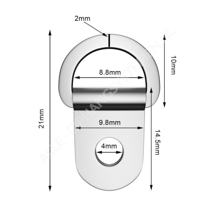 Pendentif GeckoTeq D-Ring avec anneau fermé - 15 kg