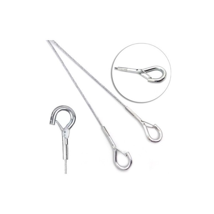 Fil d'acier GeckoTeq 1,5mm avec crochet de sécurité - 2 mètres